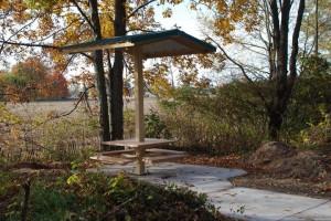 Picnic table on the white pine trail Photo Credit: http://www.whitepinetrail.com/