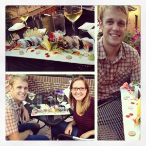 Molly & Joel Crist with Maru's chef's selection of sushi and sashimi.