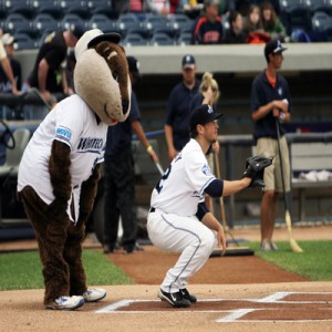 Mascot at home plate