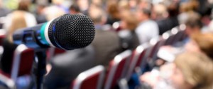 Microphone on a stand Photo Courtesy of David Pace Agency
