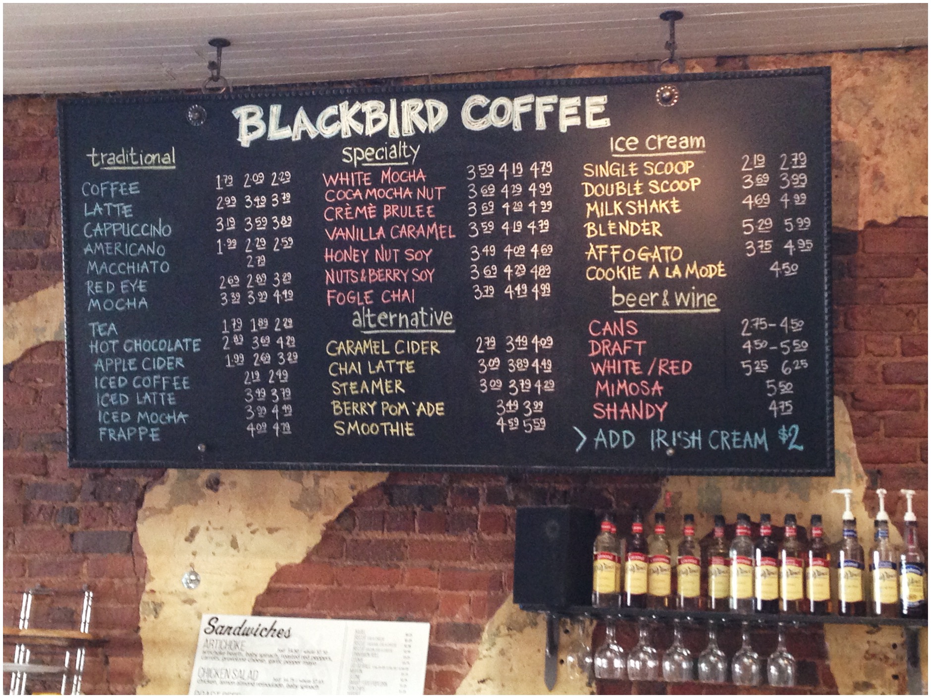 Blackbird Menu