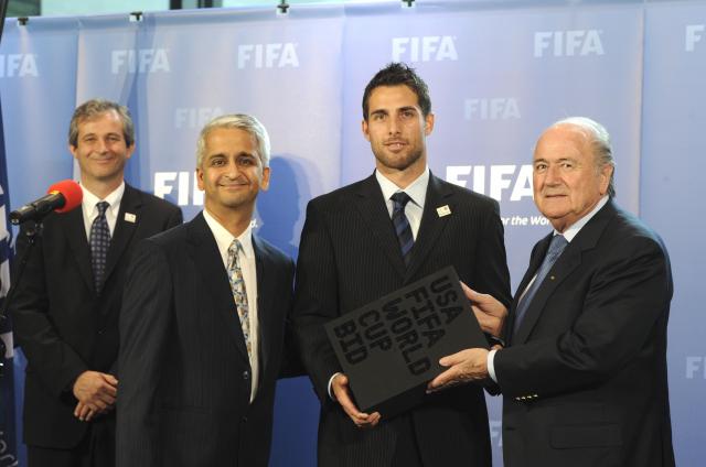 Carlos Bocanegra, Sepp Blatter, & Sunil Gulati Carlos Bocanegra, Sepp Blatter, & Sunil Gulati