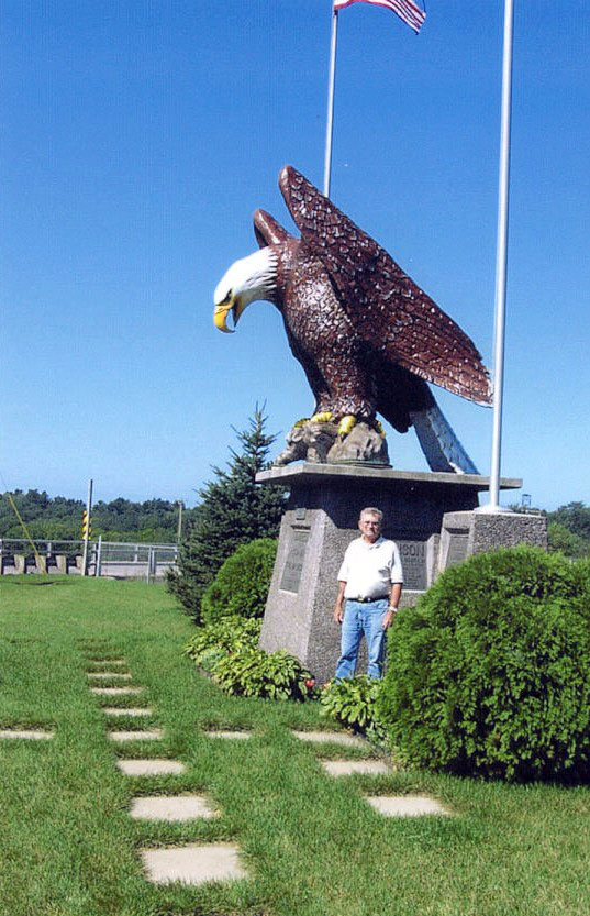 This statue commemorates the spot where an Ojibwe chief traded Old Able, then an eaglet, to a white farmer for a sack of corn. Photo courtesy Chippewa County Tourism Council