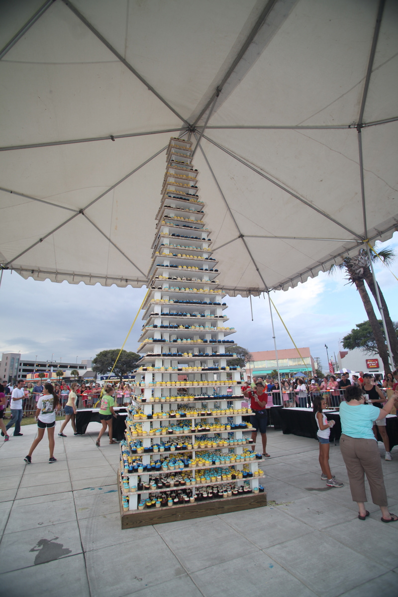 Around 8,000 cupcakes were used to break a Guinness World Record at Myrtle Beach's 75th anniversary party. Photo by Willis Glassgow with the Associated Press. Cupcakes
