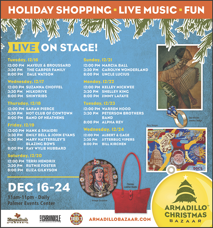 Armadillo Christmas Bazaar Holiday Shopping, Live Music & Fun Austin