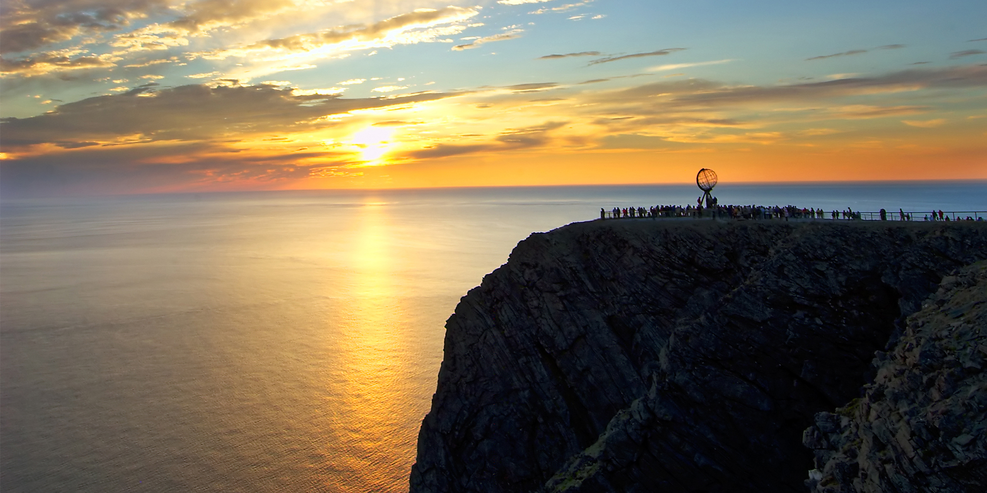 Midnight sun in Lofoten Islands, over Arctic Circle