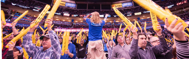 OKC Thunder Crowd Fans at a Thunder Basketball game