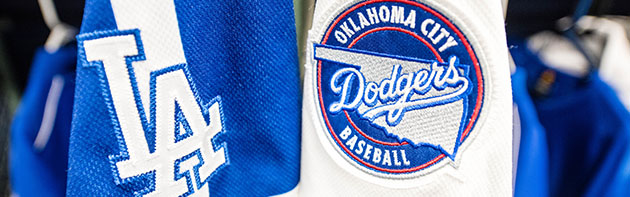 Oklahoma City Dodgers Oklahoma City Dodgers patch on a uniform