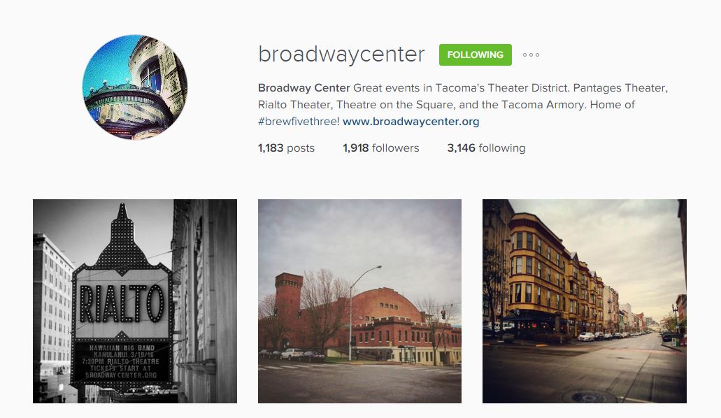 Broadway Center Instagram account