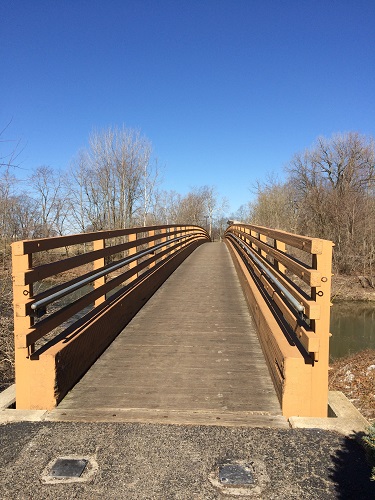 Red Maple Path Bridge in Hummel Park. Red Maple Path Bridge in Hummel Park, Plainfield, Indiana