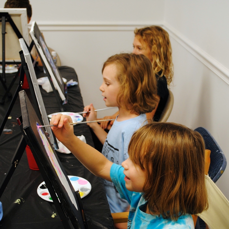 People of all ages enjoy the Melissa Cain Art Studio. Private art party at Melissa Cain Art Studio in Danville, Indiana.