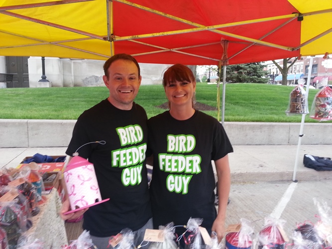 I couldn't help but stop at this booth during May's Handmade Market in Danville. Bird Feeder Guy - Handmade Market, Danville, Indiana