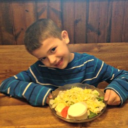He even loved his salad! Child at Papa Joe's Jr. in Avon