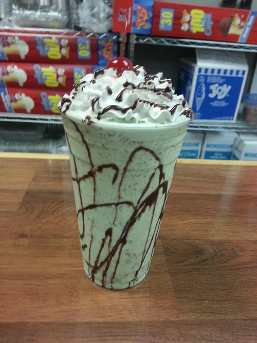 Mint Chocolate Chip Shake Beefcake Burgers - milkshake
