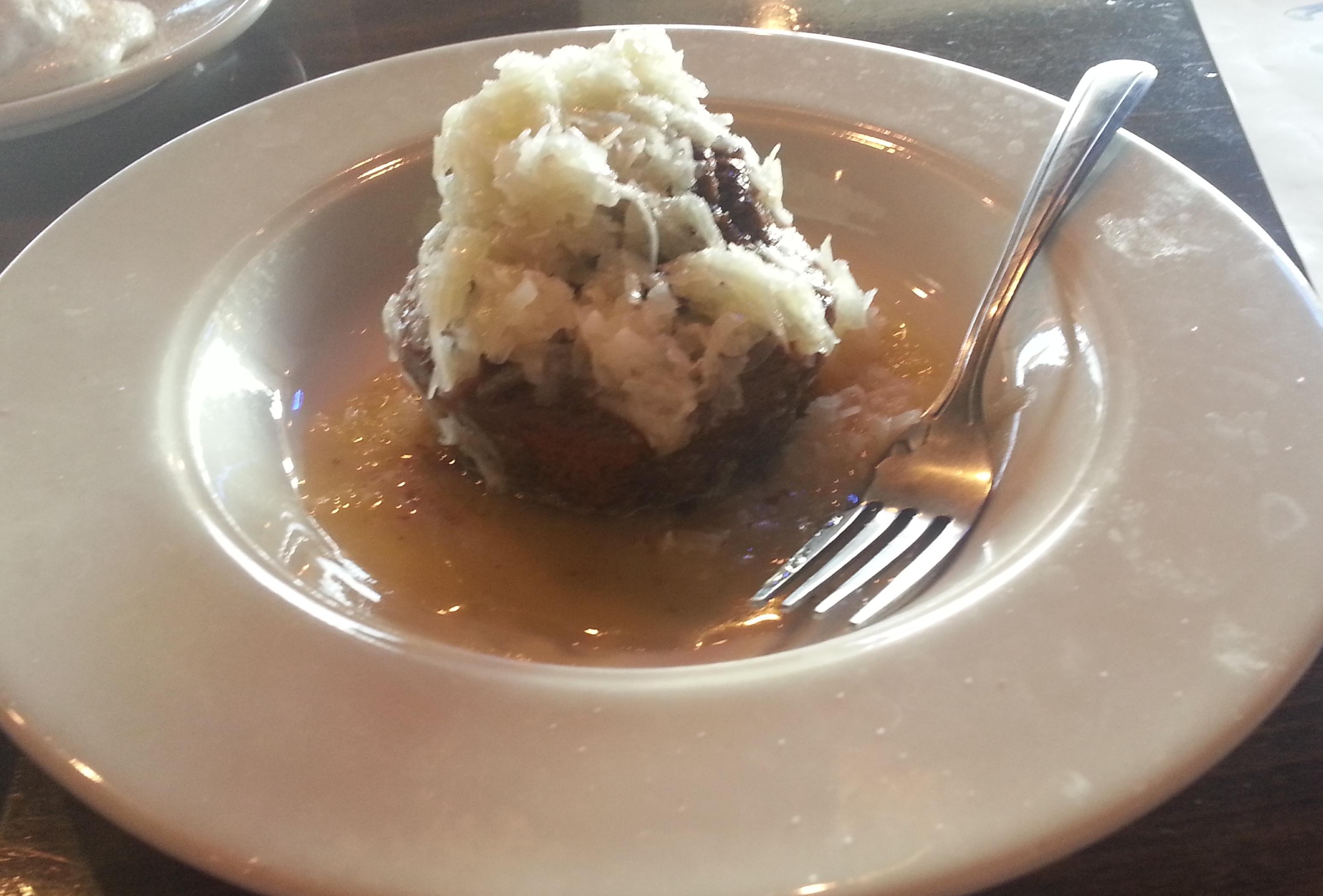 German chocolate cupcake German chocolate cupcake at Rhapsody Global Tapas in Brownsburg, Indiana