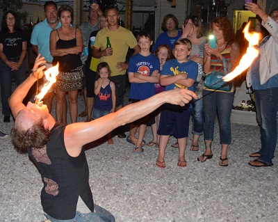 Chad Balster will provide a fire-dancing performance just after dusk on June 12 during the Glass Artists in Action event. Chad Balster, fire-dance performance at Glass Artists in Action in Hendricks County, Indiana
