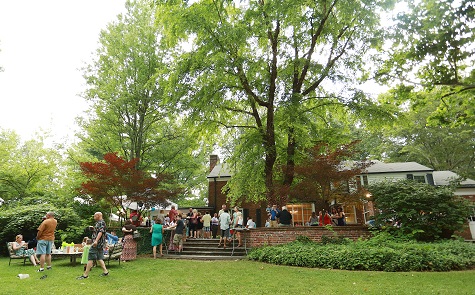 Primarily used as a wedding reception or corporate retreat destination, the Blanton House in Danville has plenty of space for any use with a beautiful outdoor courtyard with canopy surrounded by picturesque woodland areas. Photo provided by Amy Phipps Photography, a full-service photographer specializing in bridal events. Wedding reception at the Blanton House in Danville, Indiana
