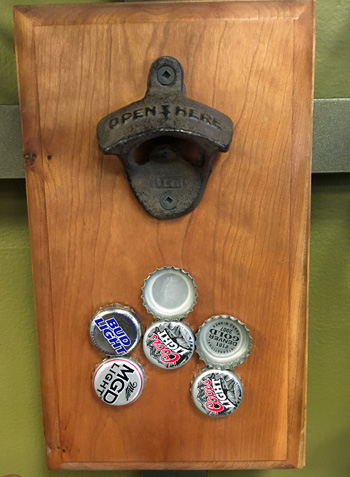 What guy wouldn't want to have this in his man cave? Magnetic bottle opener at Artistic Designs Gallery in Brownsburg, Indiana