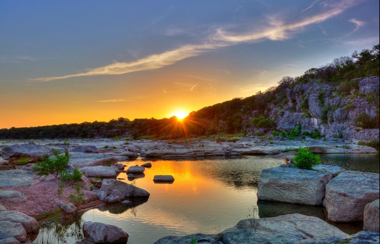 Pedernales Falls State Park at sunset