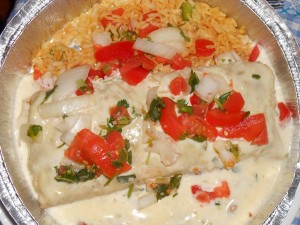 The Loco Burrito has plenty of fresh tomato, large-chopped onion and spicy rice.