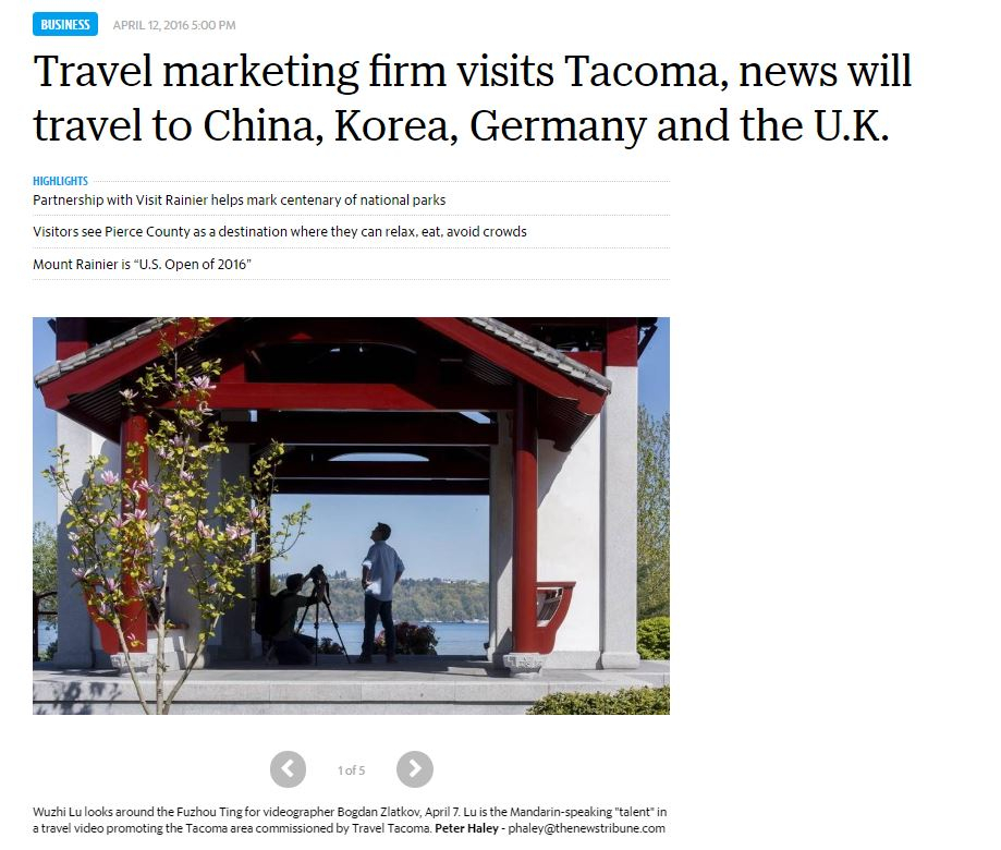 Tacoma News Tribune article about international marketing videos