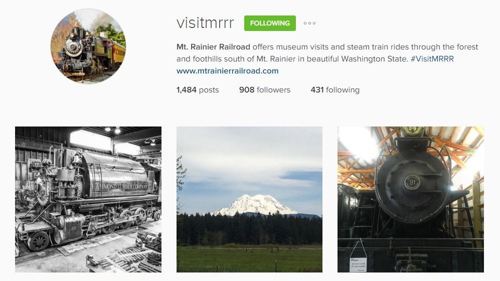 Mt. Rainier Railroad Instagram