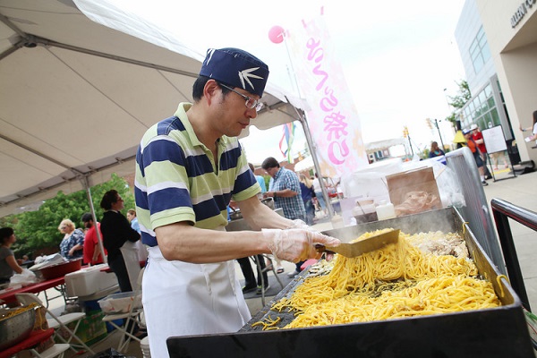 Fresh food being prepared at the Cherry Blossom Festival