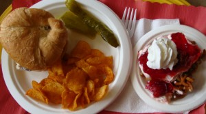 Chicken Salad Sandwich with Strawberry Pretzel Salad