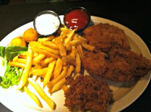 Fish & Chips with a side of homemade tartar sauce.