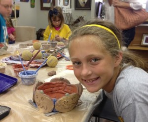 My daughter with her finished bowl.