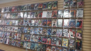 Floor to ceiling Comics line the sides of The Androids Dungeon