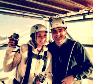 Sarah and Josh ZL for blog Super Bowl zip line