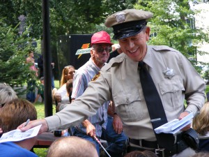 The Mayberry Deputy issuing 'citations'.