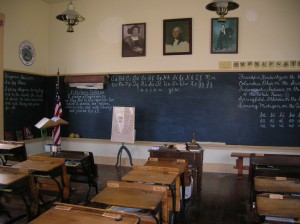 Everything inside the One Room School is authentic and fits the period.