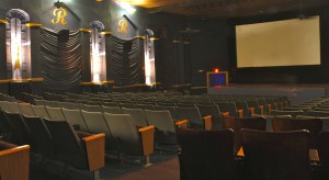 The historic Royal Theater with a stage up front is perfectly set up for both movies and live entertainment.