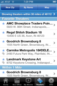 Flixster will help you find nearby movie theaters and showtimes. No need to save it for a rainy day!