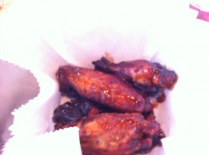 Thursday night bar special: smoked chicken wings (available with a variety of sauces)