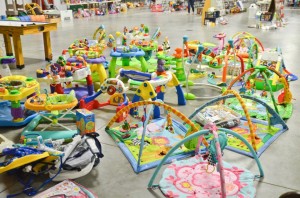 You will find lots of baby toys and gear.