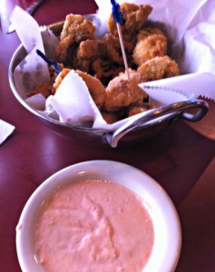 fried mushrooms with aioli dipping sauce