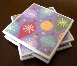 Holiday coasters by Michy Creations.