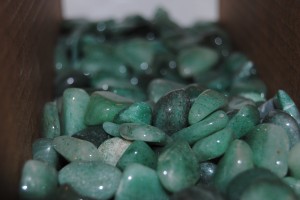 One of the many bins of polished rocks.