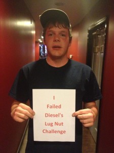 Jake Proctor attempted the Diesel's Lug Nut Challenge. He quit after 2 wings. (Photo courtesy of Diesel's Sports Grille Facebook page)
