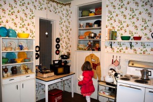 My daughter explores what used to be the Hendricks County Sheriff's kitchen.