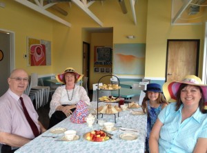 My family enjoying tea with Tina.