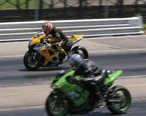 The No Hatin' Drag Racin' competitors hit ridiculous speeds on two wheels at Lucas Oil Raceway (photo courtesy of NHDRO Facebook page)