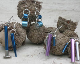 These handmade earrings created using recycled knitting tools are one of many unique items at the Danville Handmade Market (Photo courtesy of Bur Oak Studio)