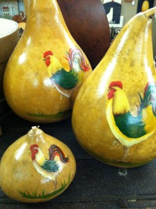 Painted gourds for sale at Homestead Primitives in Martinsville, Indiana