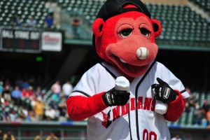Rowdie, the Indianapolis Indians' mascot, loves to entertain kids.