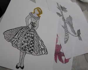 Examples of Zentangle style art from classes offered at Finer Things in Brownsburg.