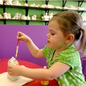 My focused little painter.